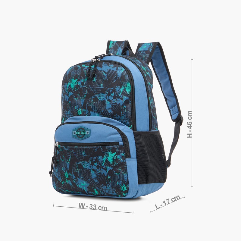 Roll road Backpack - Soccer - 18Inch - 2Cmprt - Printed (Polyester) Blue \ 33X46X17Cm - Image 2